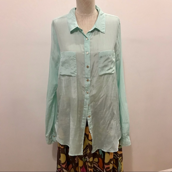Calypso St. Barth light green cotton and silk button-down shirt. Size M. NWOT - Picture 3 of 13